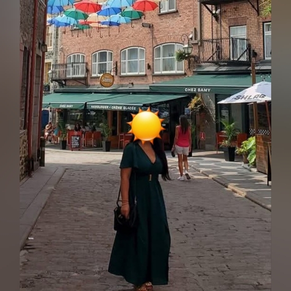 Dark Green Maxi Dress with Belt - Picture 2 of 4